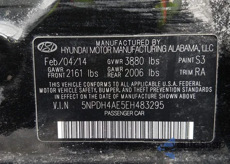 2014 Hyundai Elantra Limited from USA, damaged, VIN 5NPDH4AE5EH483295